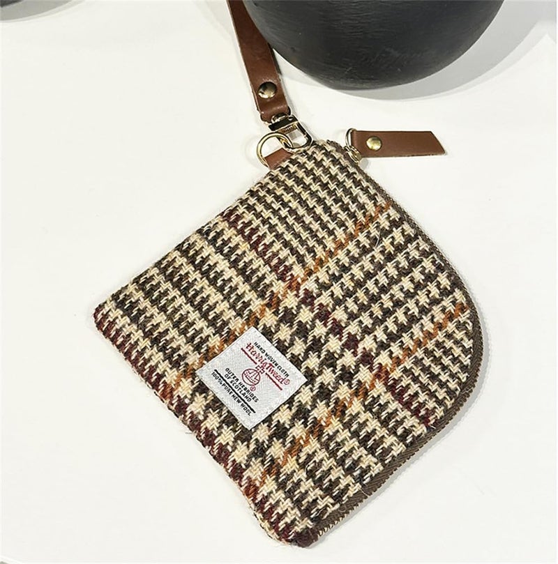 TAILORMAP Store Harris Tweed Wool Coin Purse Small Money Pouch With Zipper For Women Men handmade (No.2177) - Image 2